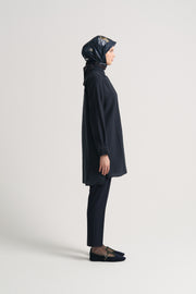 Lyocell Blend Side Slit Tunic - Dark Navy