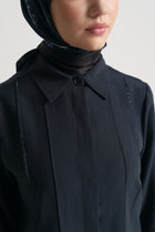Lyocell Blend Side Slit Tunic - Dark Navy
