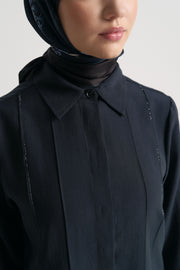 Lyocell Blend Side Slit Tunic - Dark Navy