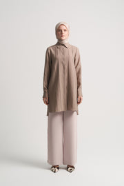 Lyocell Blend Side Slit Tunic - Mink