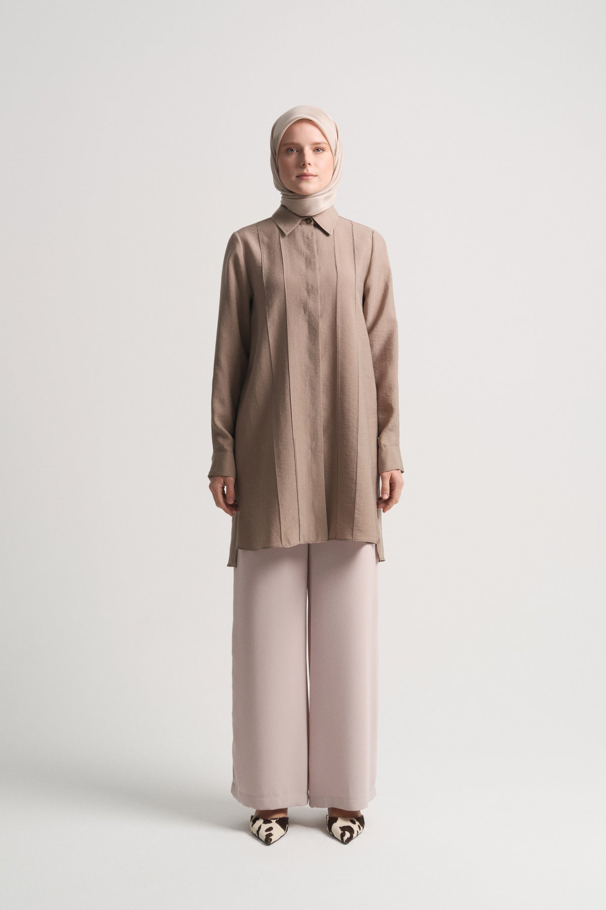 Lyocell Blend Side Slit Tunic - Mink