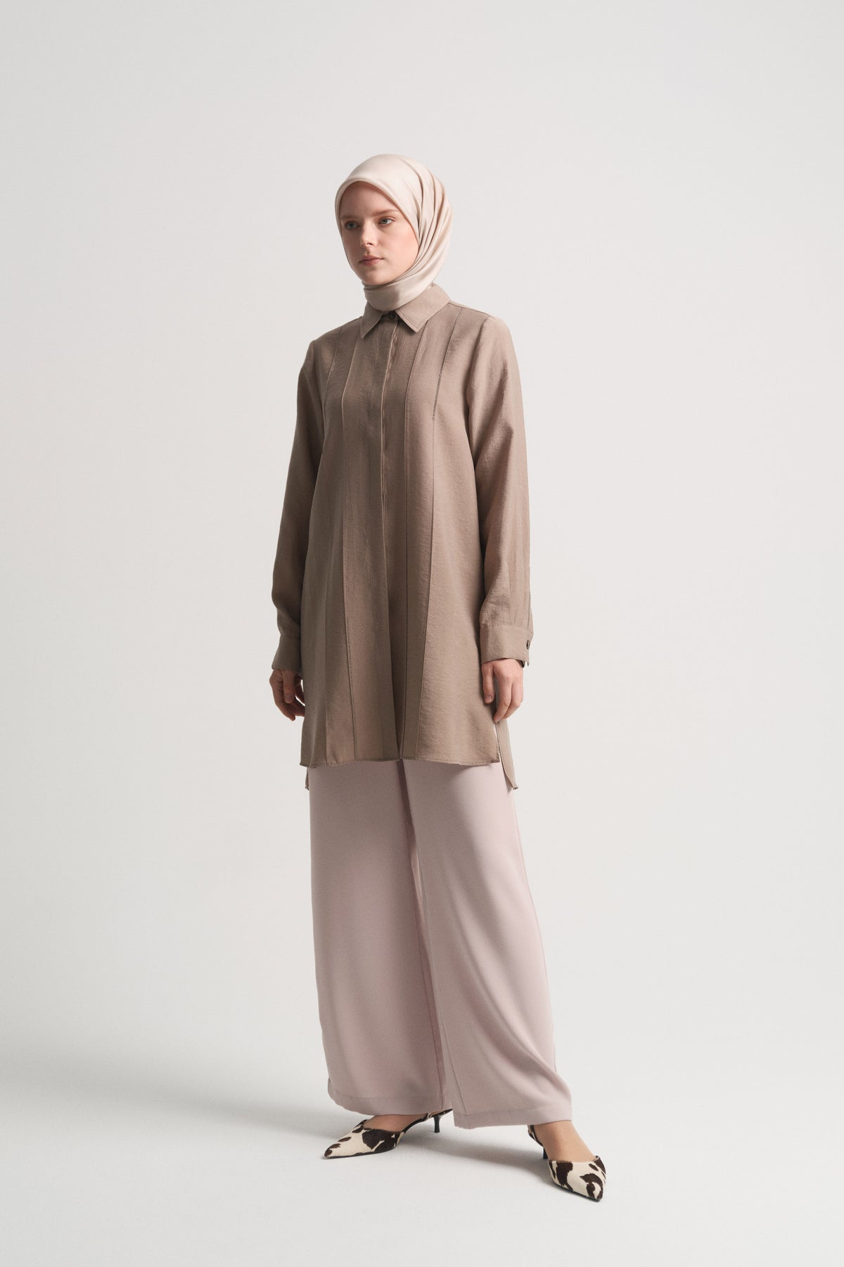 Lyocell Blend Side Slit Tunic - Mink