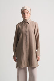 Lyocell Blend Side Slit Tunic - Mink