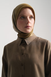 Lyocell Karışım Asimetrik Kesim Tunik - Olive