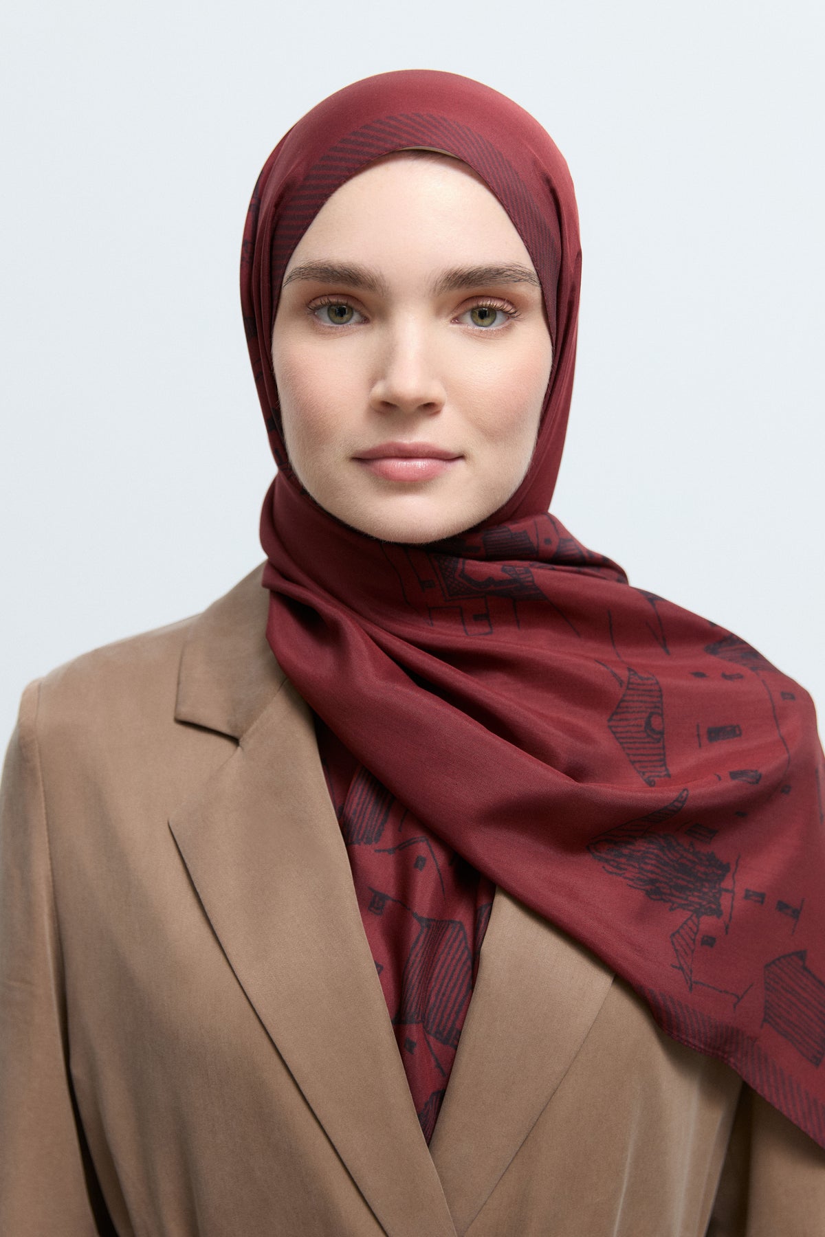 Marida Viskon Karışım Natural Şal - Kırmızı TUĞBA