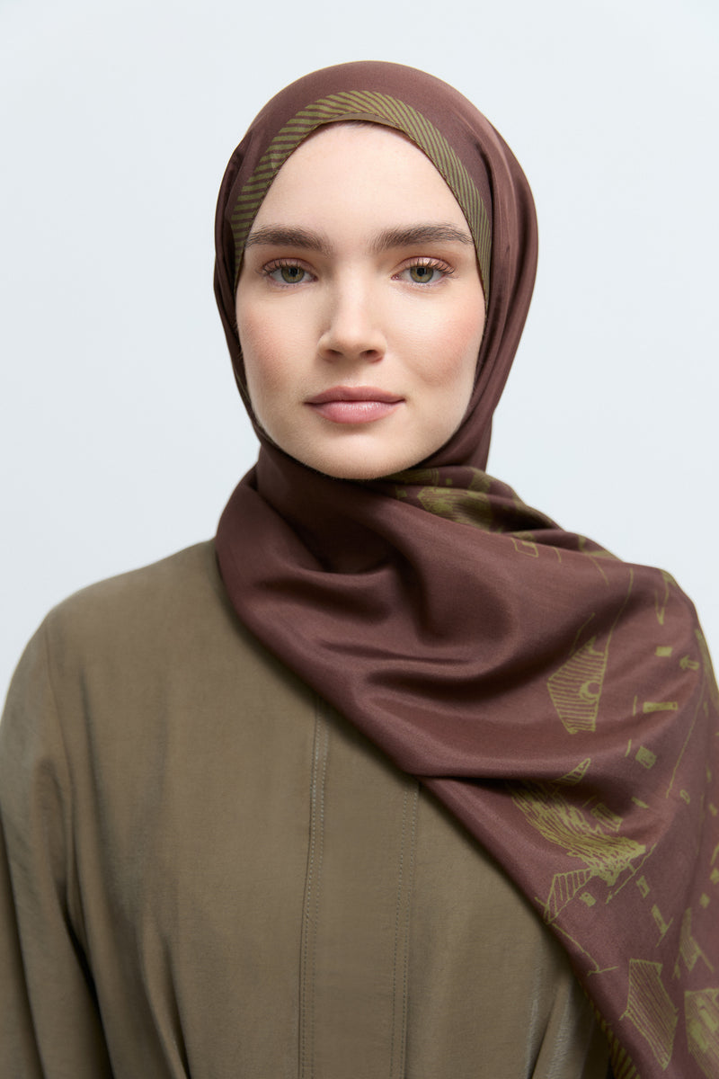Marida Viskon Karışım Natural Şal - Haki TUĞBA