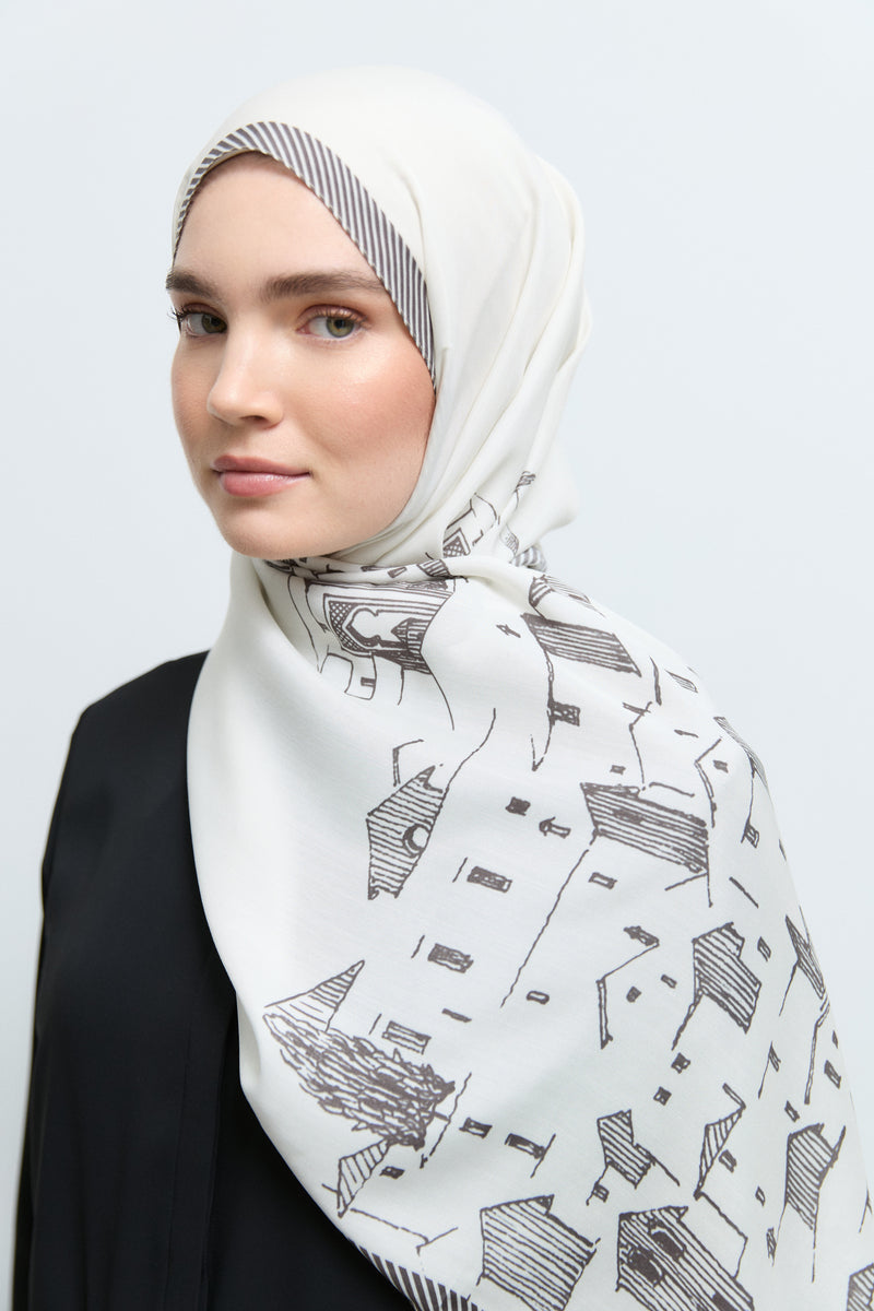 Marida Viskon Karışım Natural Şal - Ekru TUĞBA