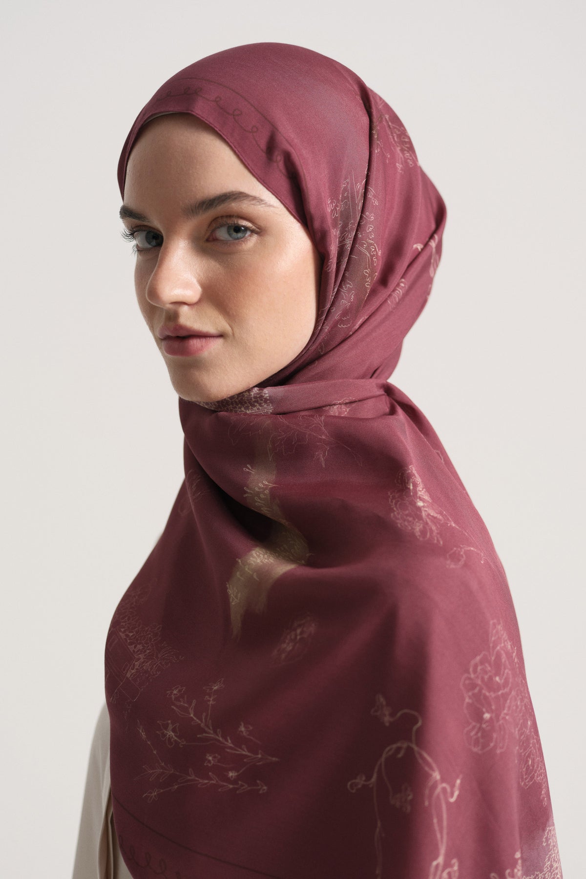 Hayat Viskon Karışım Natural Şal - Mürdüm