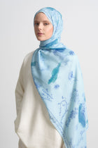 Hayat Viscose Blend Natural Shawl - Light Blue