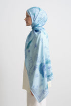 Hayat Viscose Blend Natural Shawl - Light Blue