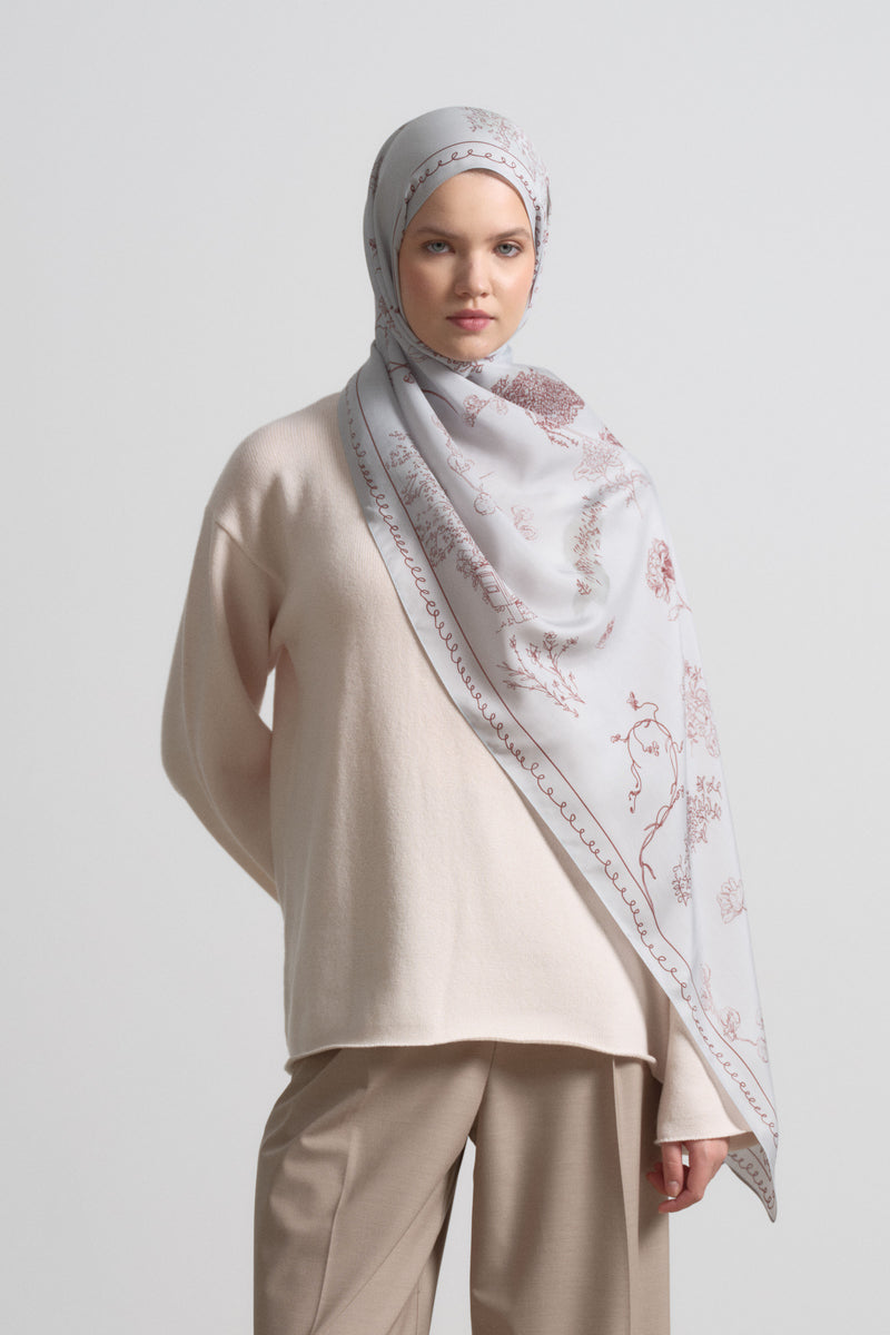 Hayat Viscose Blend Natural Shawl - Silver