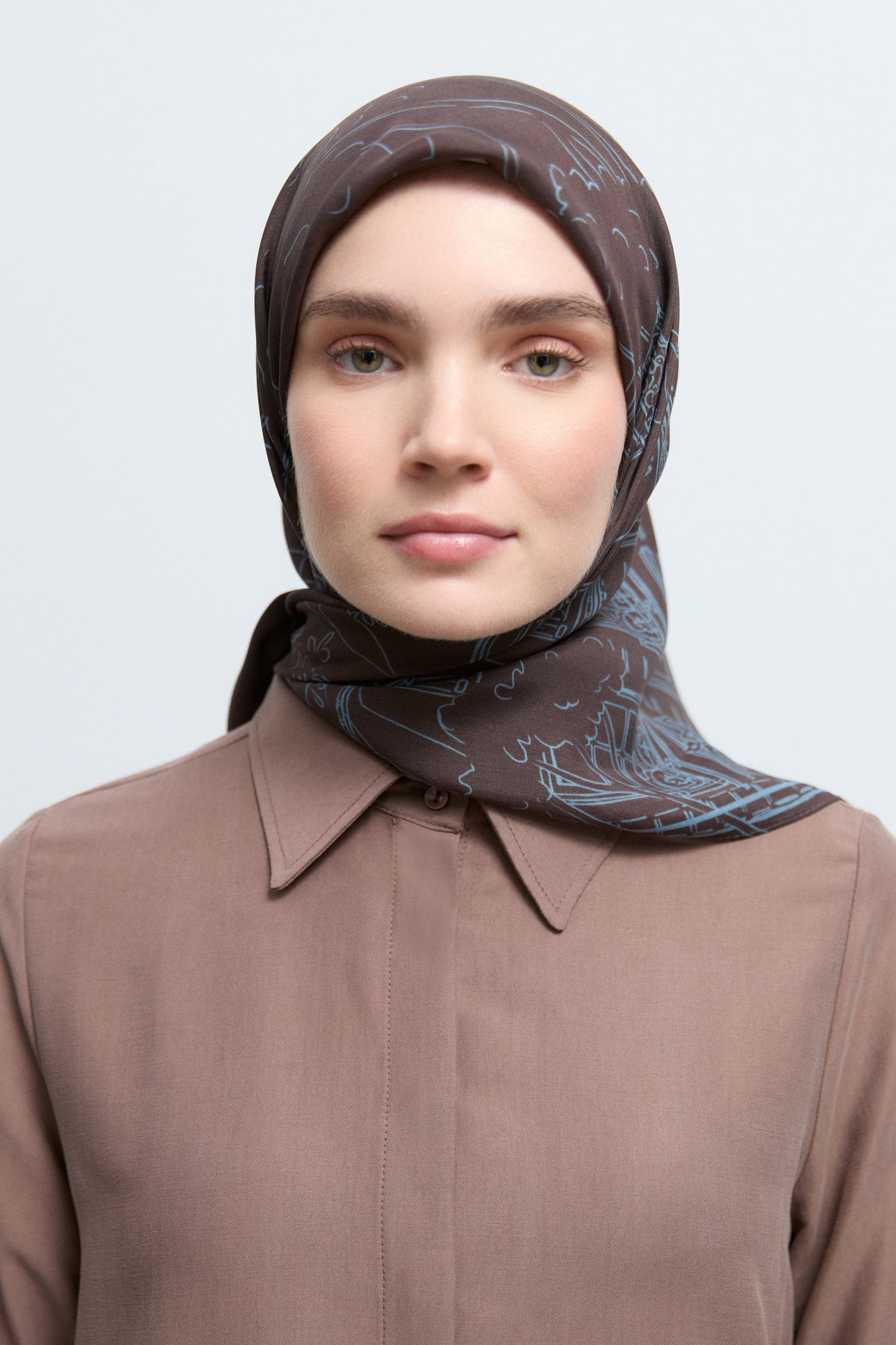 Hayal Viscose Blend Natural Scarf - Bitter Brown