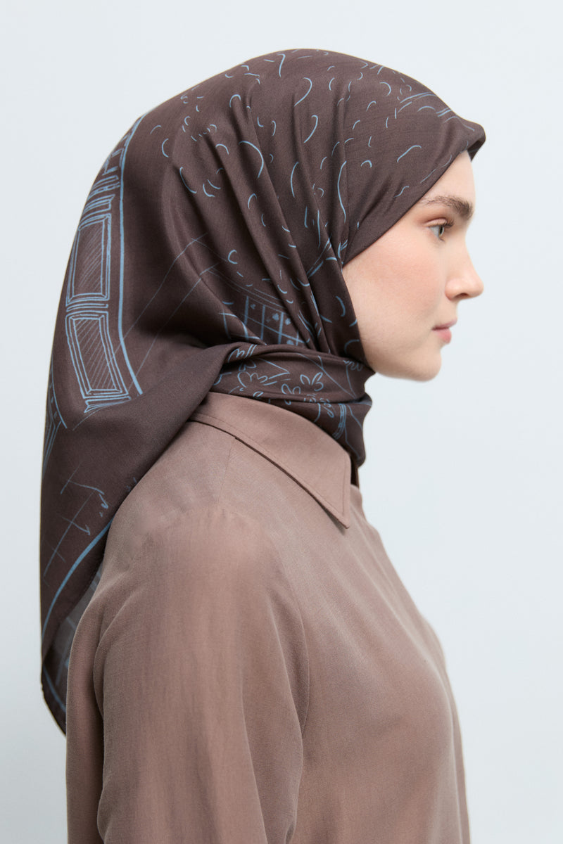 Hayal Viskon Karışım Natural Eşarp - Acı Kahve TUĞBA
