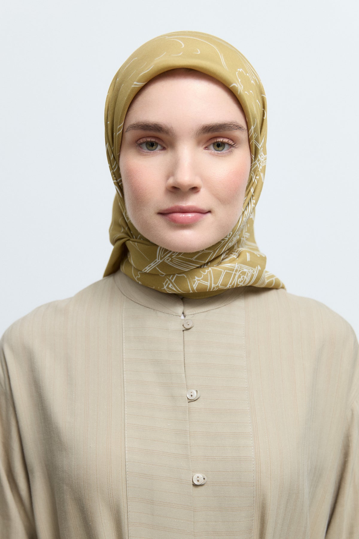 Hayal Viscose Blend Natural Scarf - Green