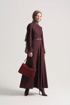 Genuine Suede Leather Shoulder Bag - Burgundy