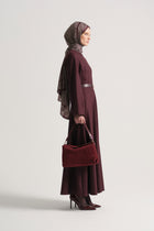 Genuine Suede Leather Shoulder Bag - Burgundy