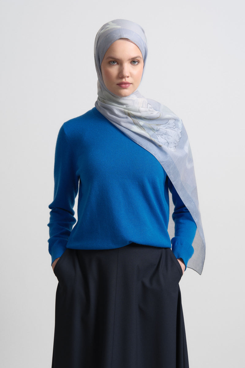 Ferahnüma 100% Cotton Natural Shawl - Light Blue