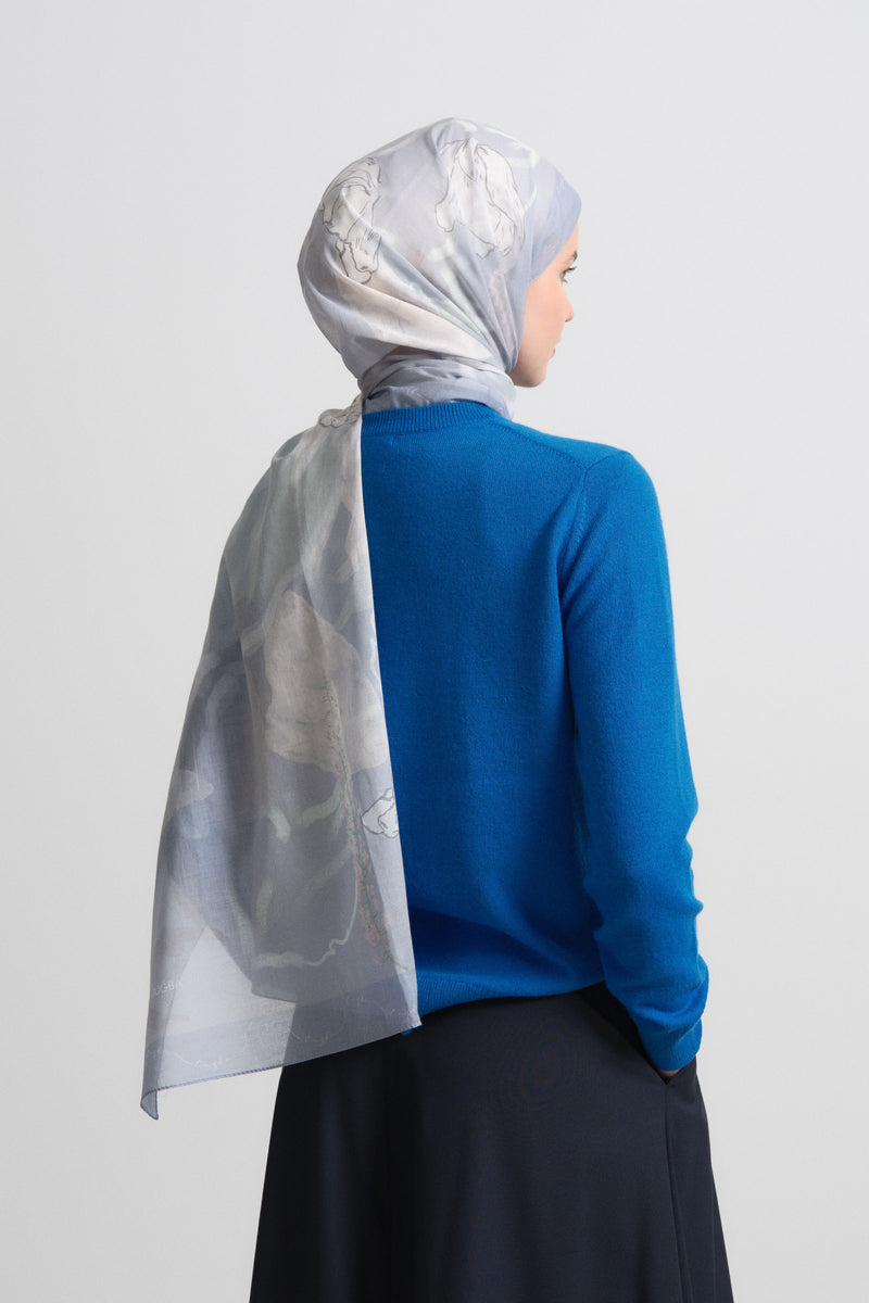 Ferahnüma 100% Cotton Natural Shawl - Light Blue