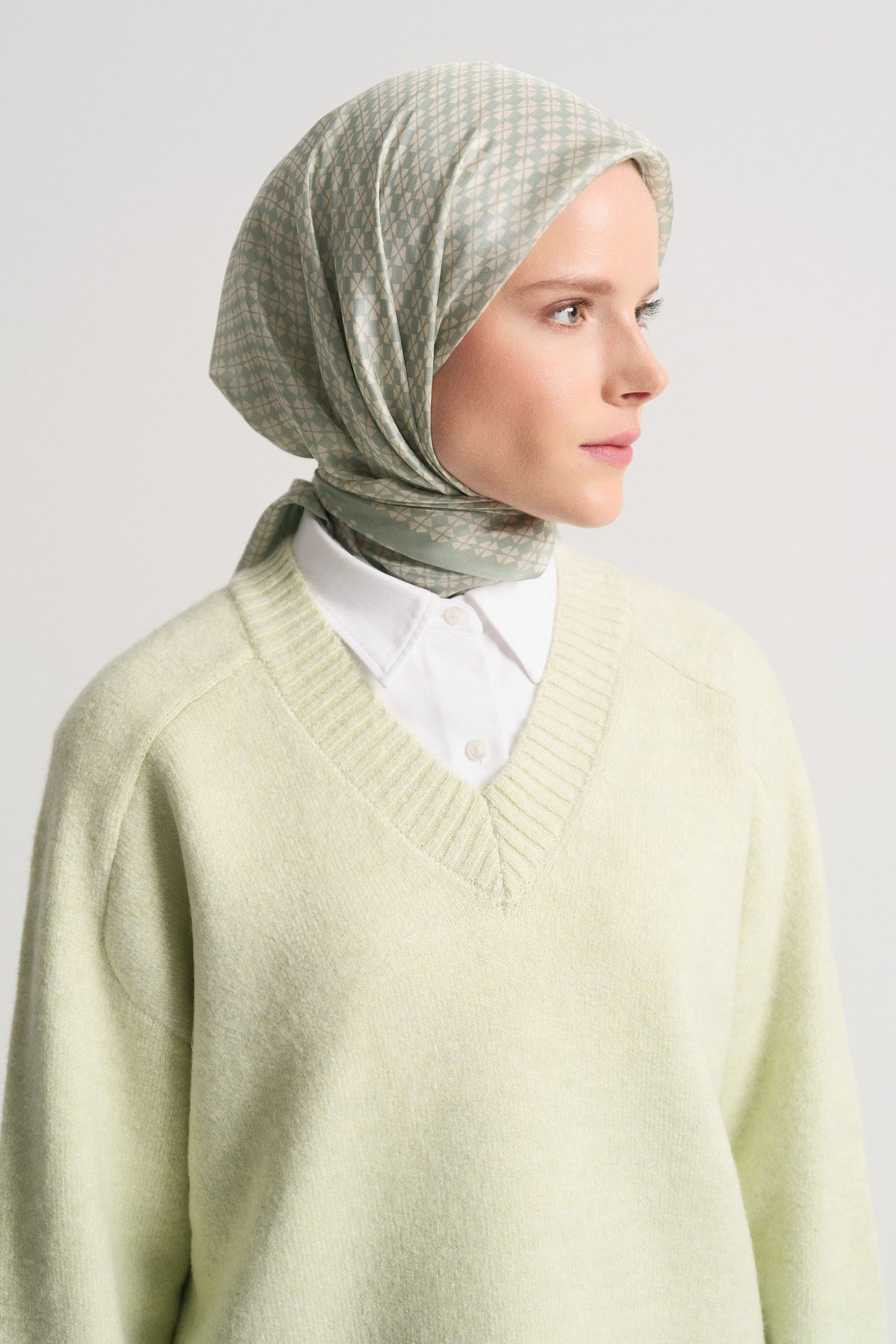 Dizge 100% Voile Silk Scarf - Light Green