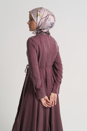 100% Lyocell Flowy Pleated Dress - Burgundy
