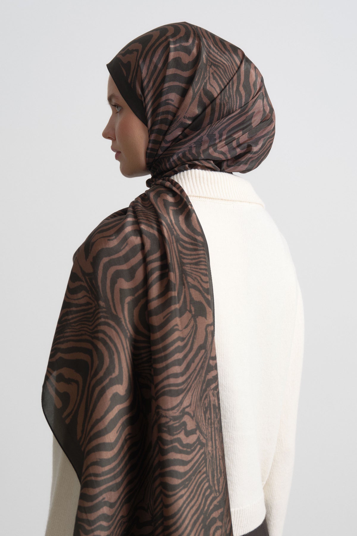 Nilda Lyocell Blend Natural Shawl - Brown