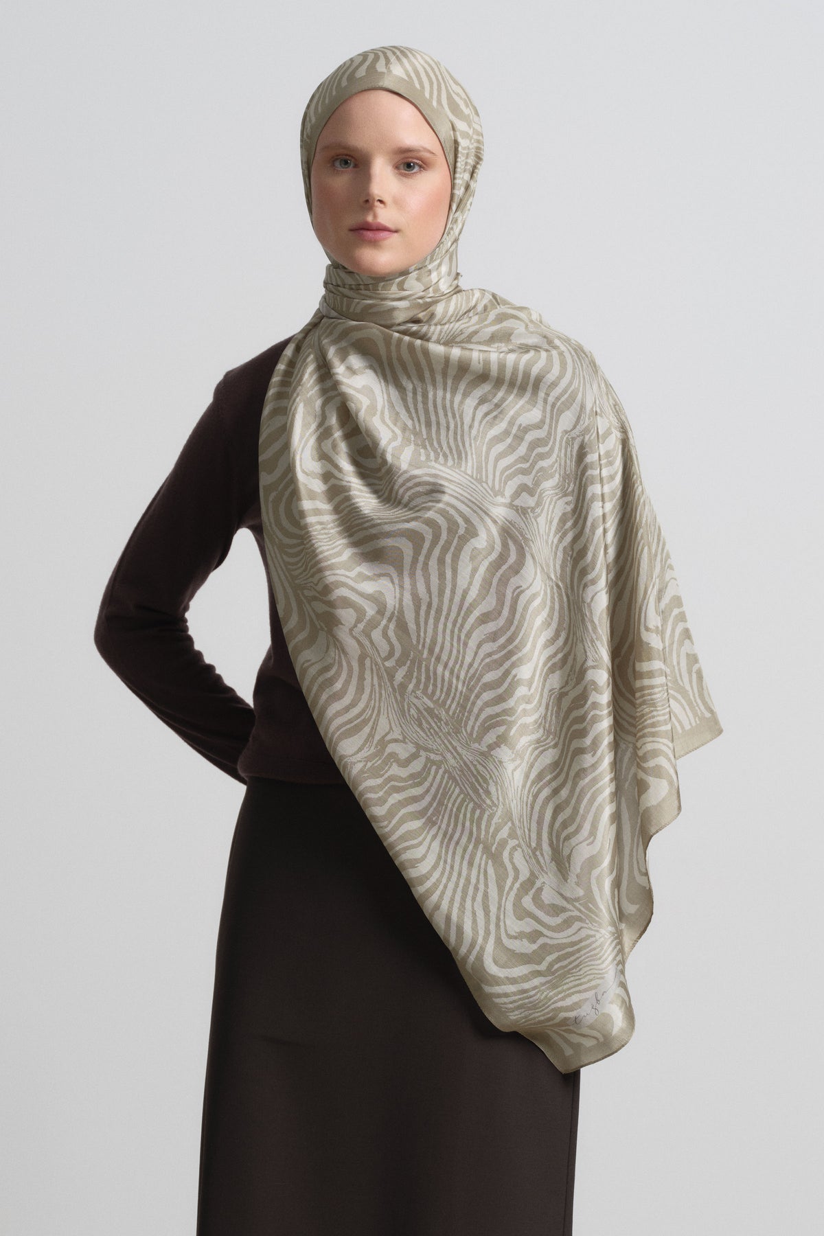 Nilda Lyocell Blend Natural Shawl - Çağla
