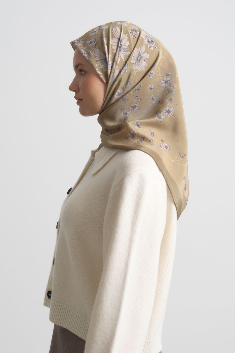 Efser 100% Crepe Silk Scarf - Green