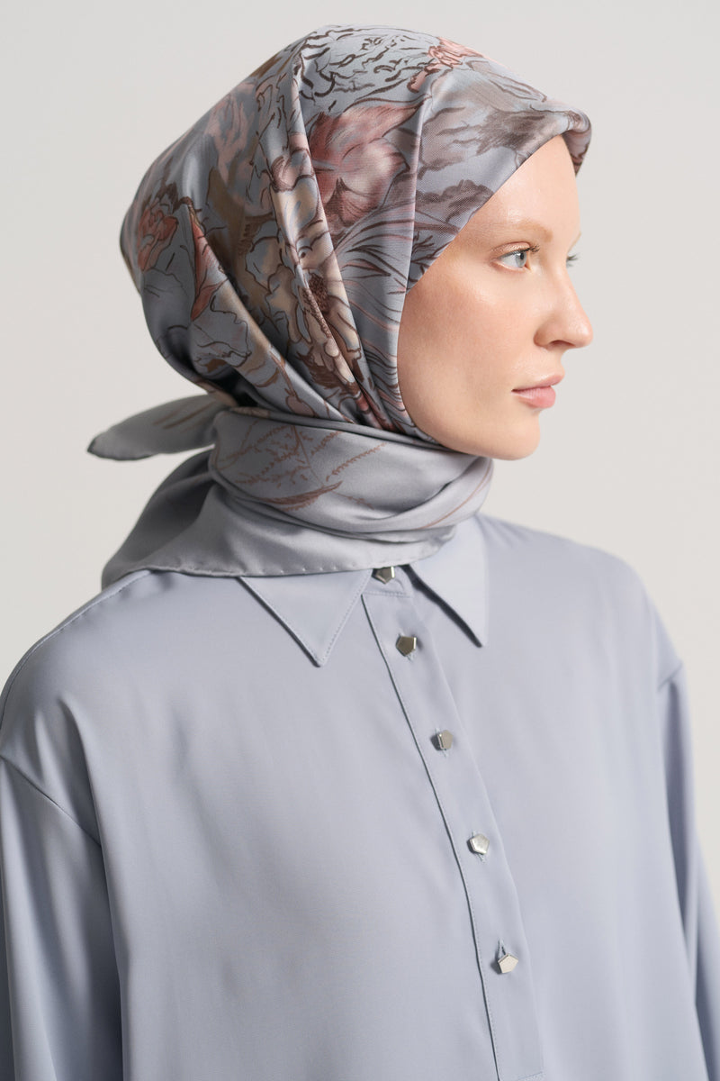 Rayiha %100 Twill İpek Eşarp - Havacı