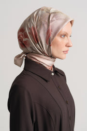 Mihrimah %100 Twill İpek Eşarp - Pudra
