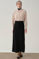 Plikaşe Detaylı Kalem Etek - Siyah TUGBA