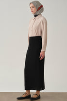 Plikaşe Detaylı Kalem Etek - Siyah TUGBA