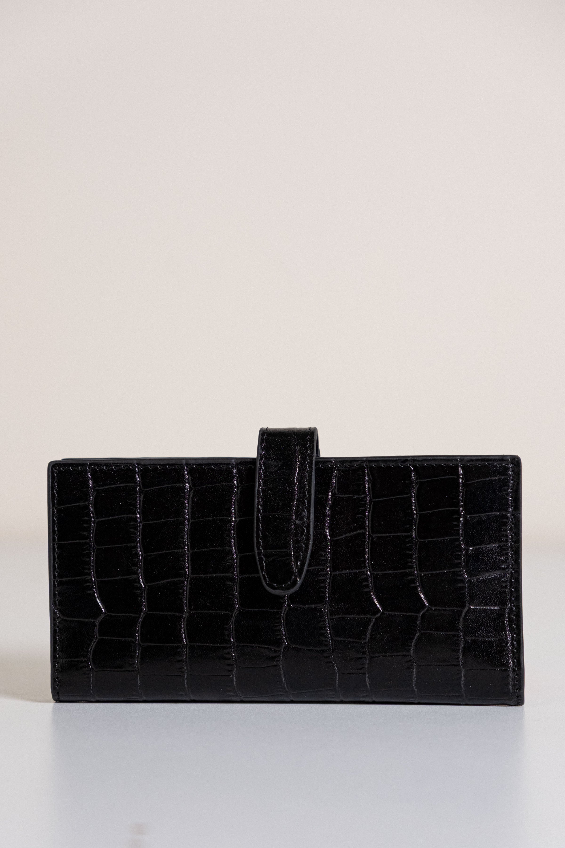 Deri Krokodil Cüzdan - Siyah TUGBA