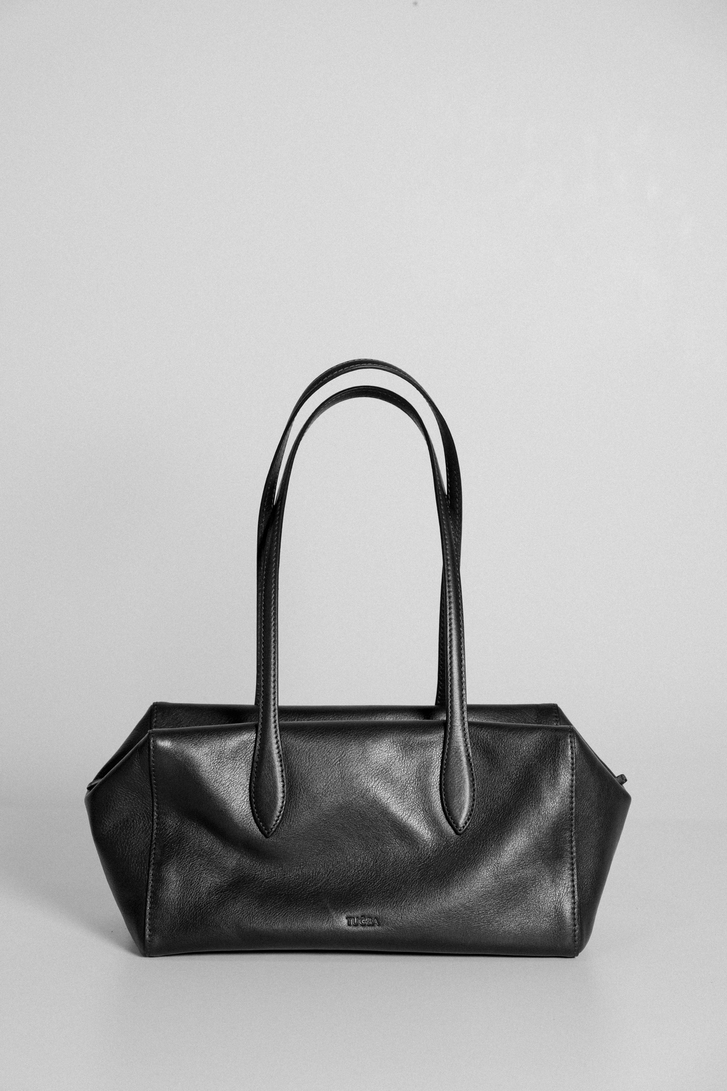 Deri Dikdörtgen Çanta - Siyah TUGBA