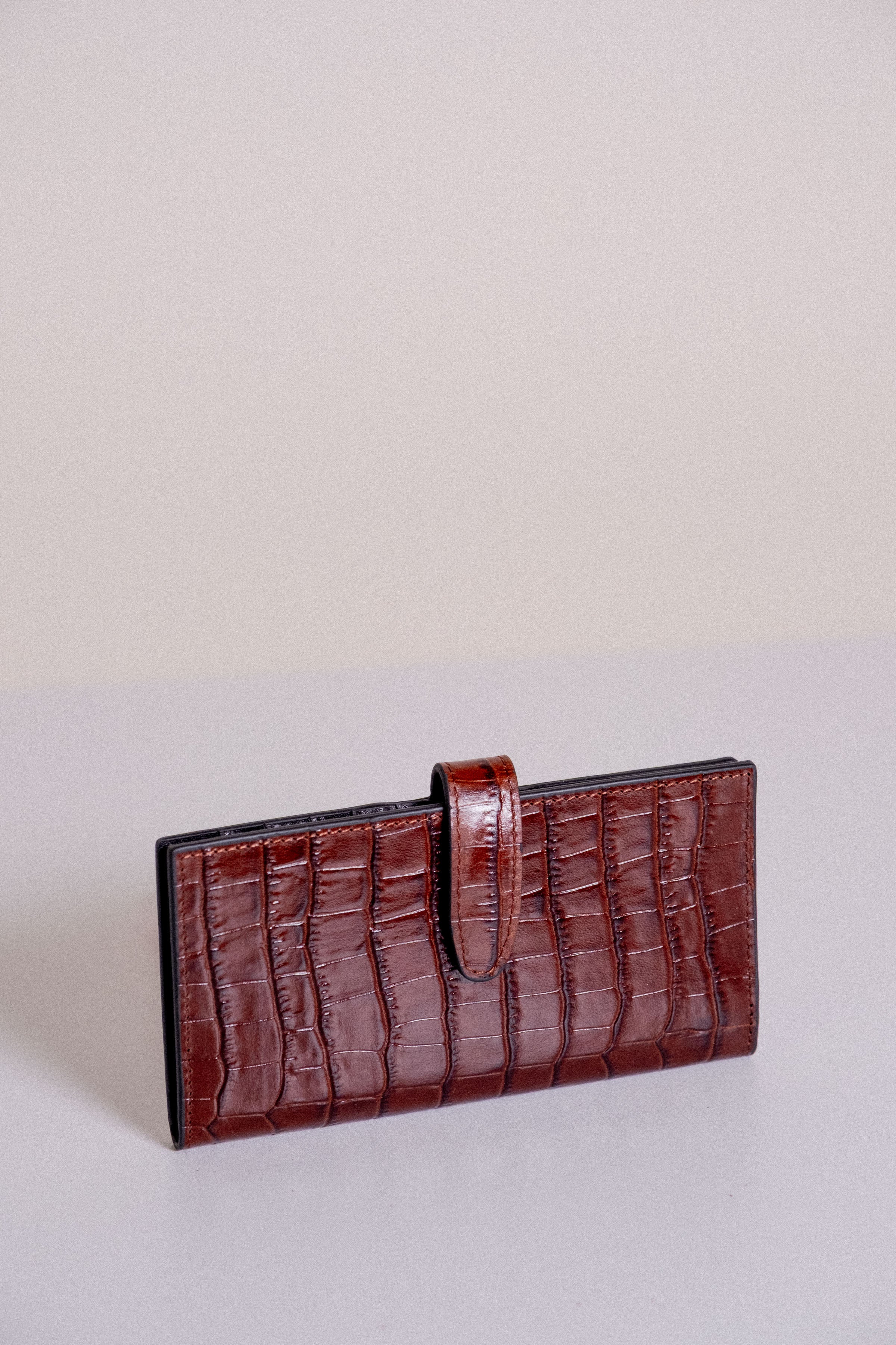 Deri Krokodil Cüzdan - Acı Kahve TUGBA