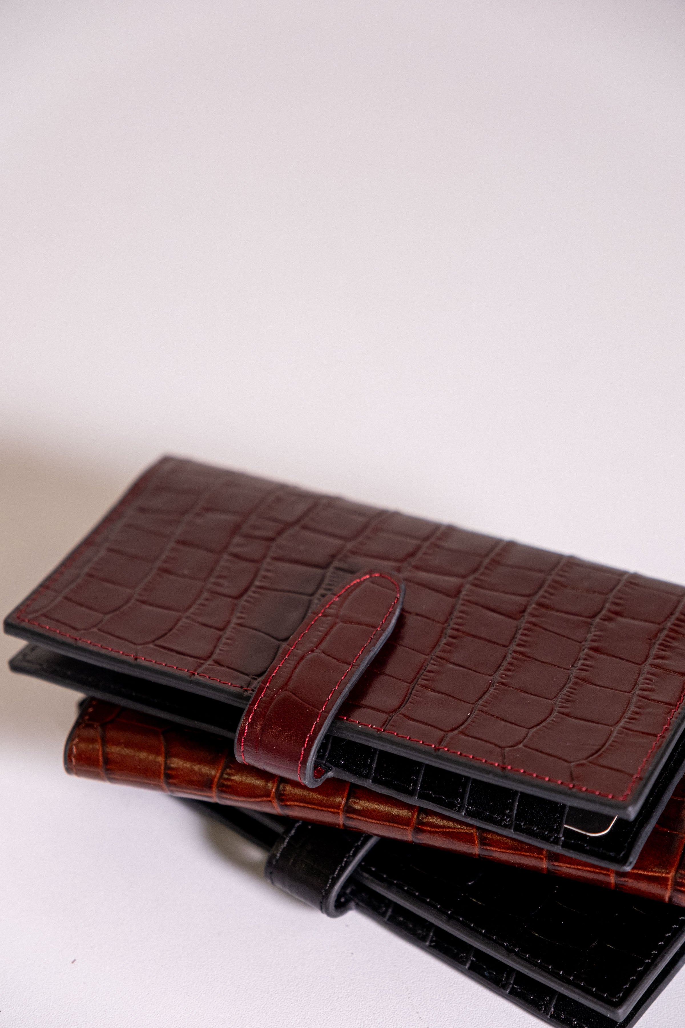Deri Krokodil Cüzdan - Bordo TUGBA