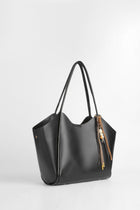 Geometrik Kanatlı Tote Çanta - Siyah TUĞBA