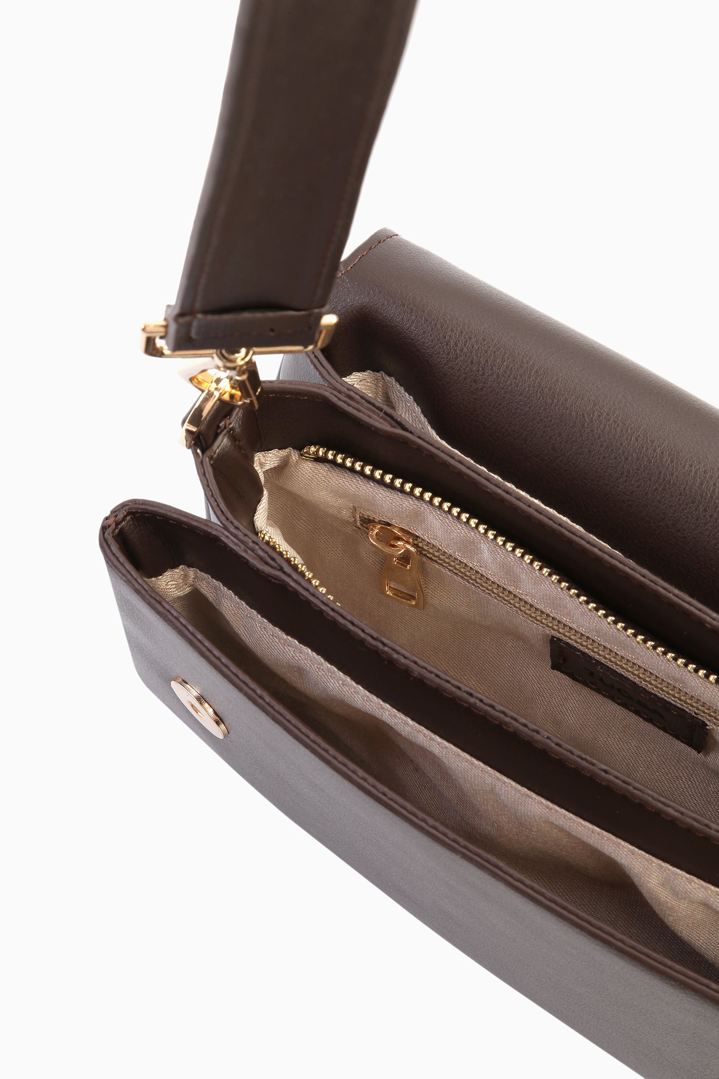 Üç Bölmeli Askılı Çanta - Acı Kahve TUGBA