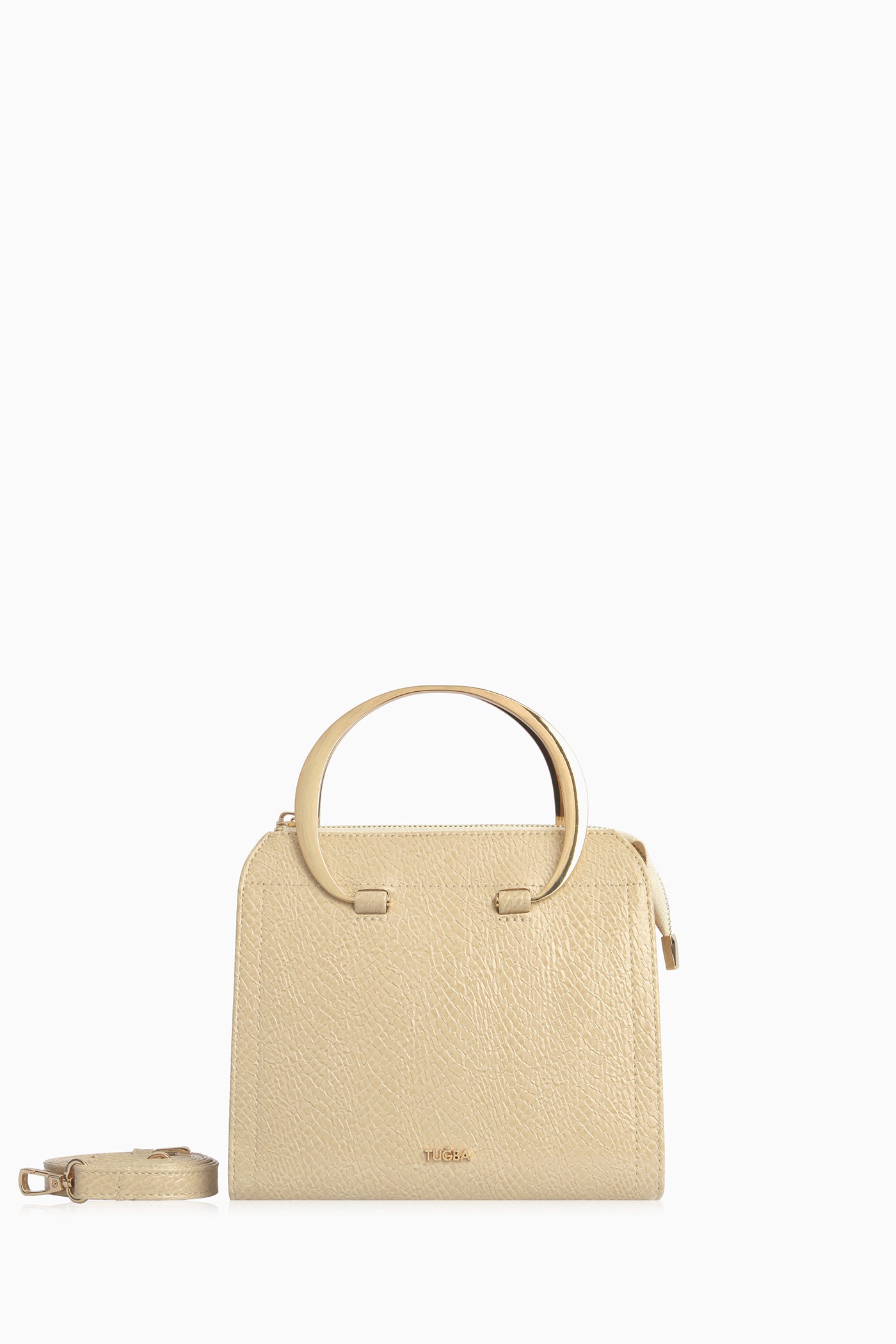 Gold Kulplu Çanta - Krem TUGBA