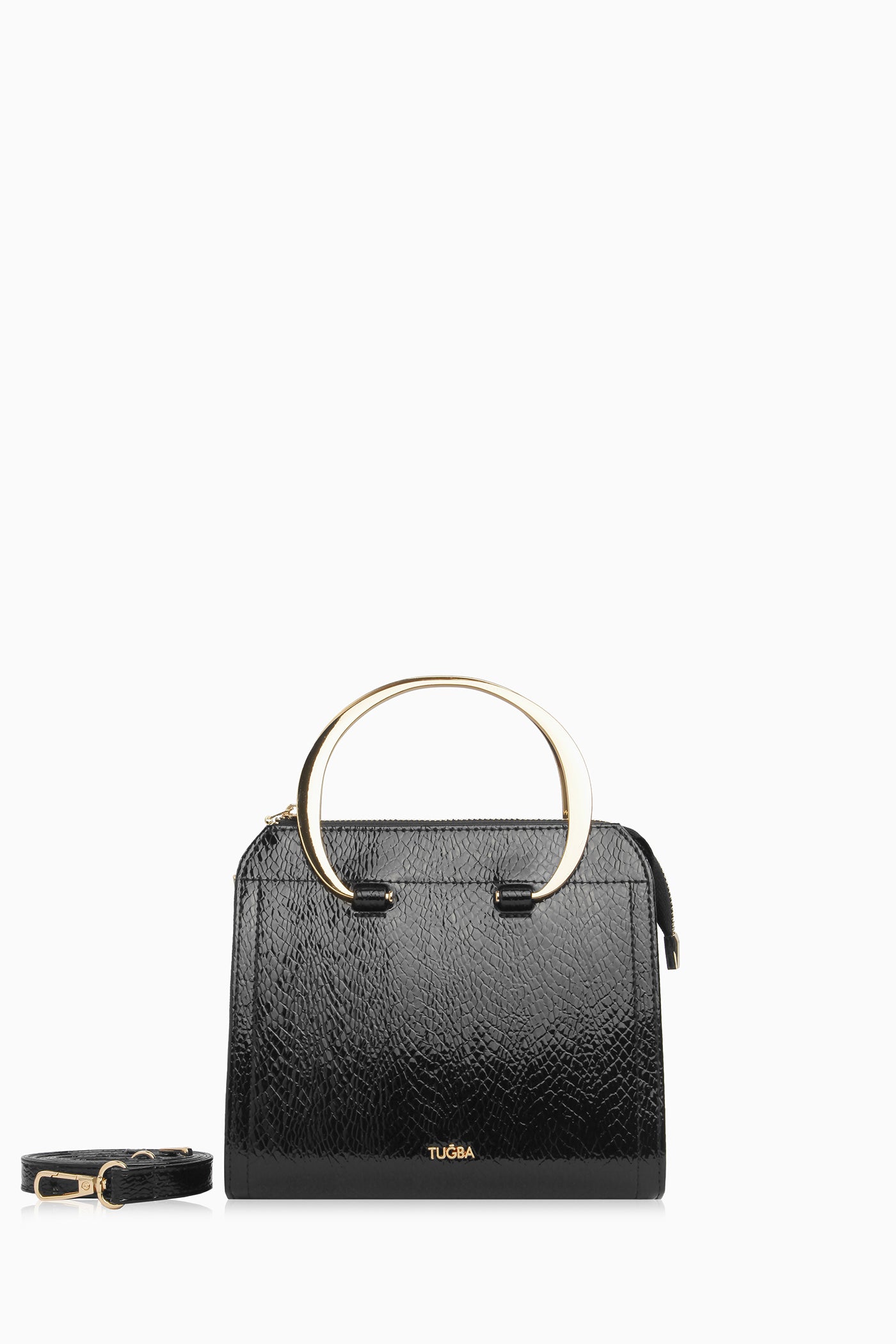 Gold Kulplu Çanta - Siyah TUGBA