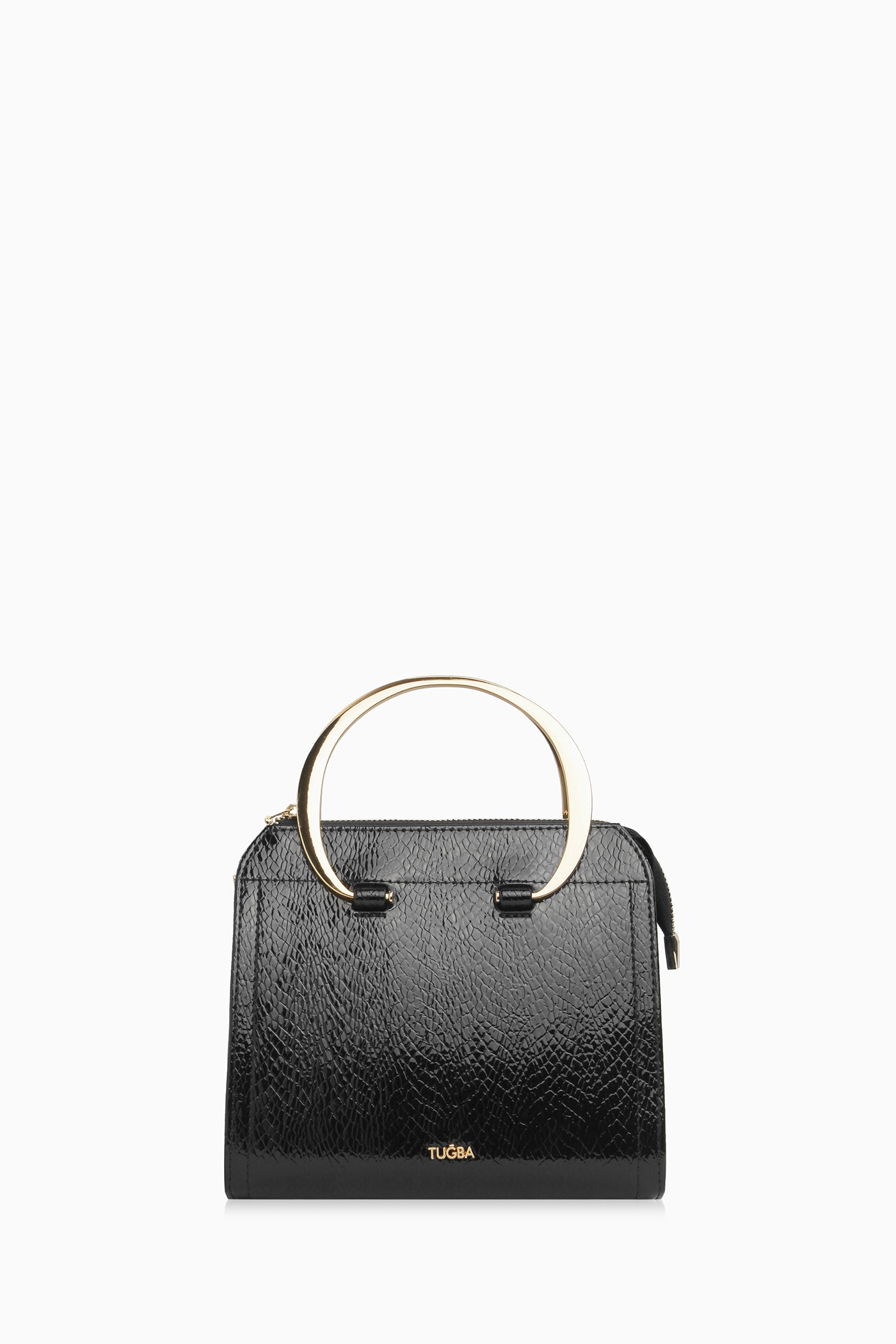 Gold Kulplu Çanta - Siyah TUGBA