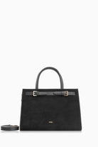 Kemer Detaylı Süet Çanta - Siyah TUGBA