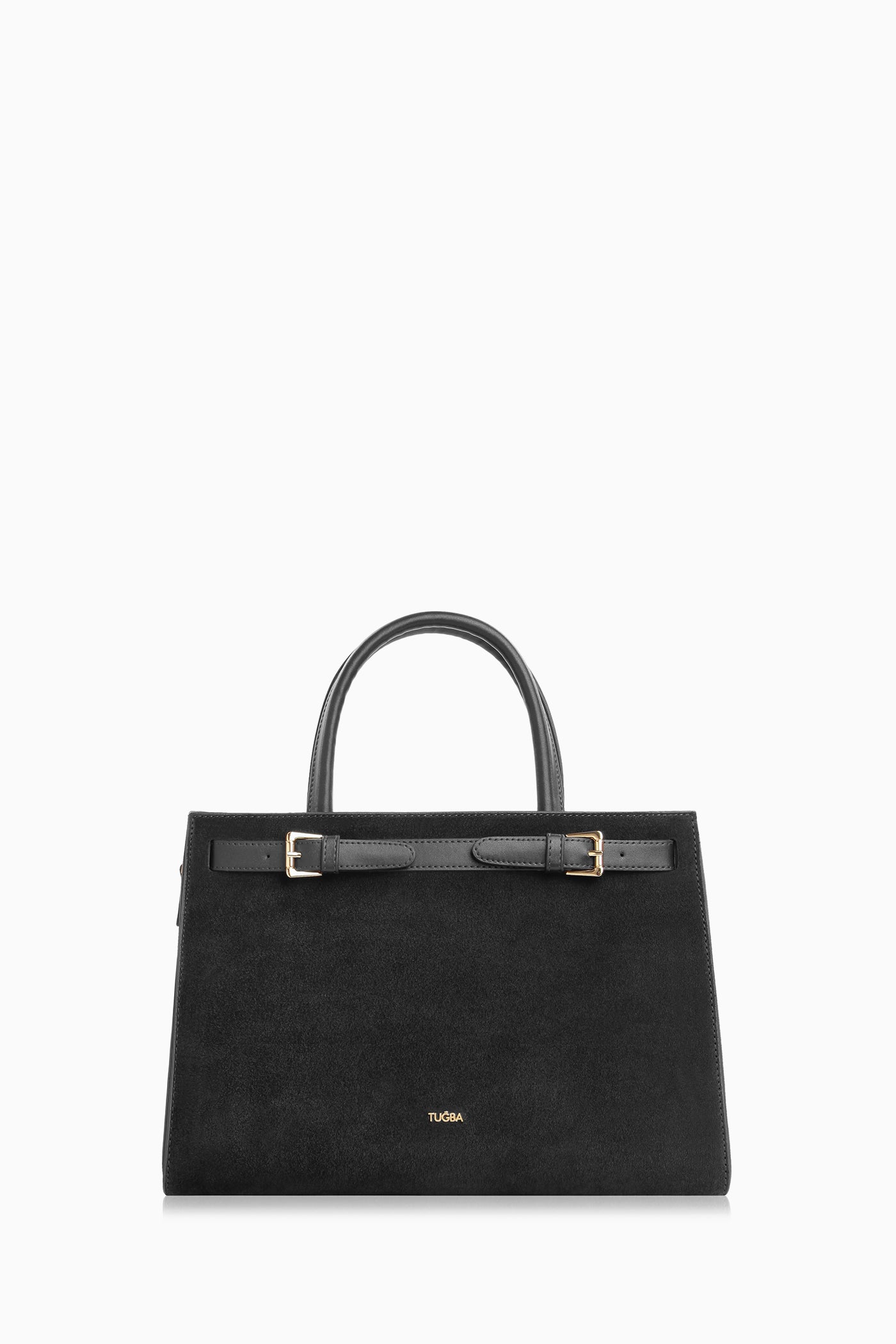 Kemer Detaylı Süet Çanta - Siyah TUGBA