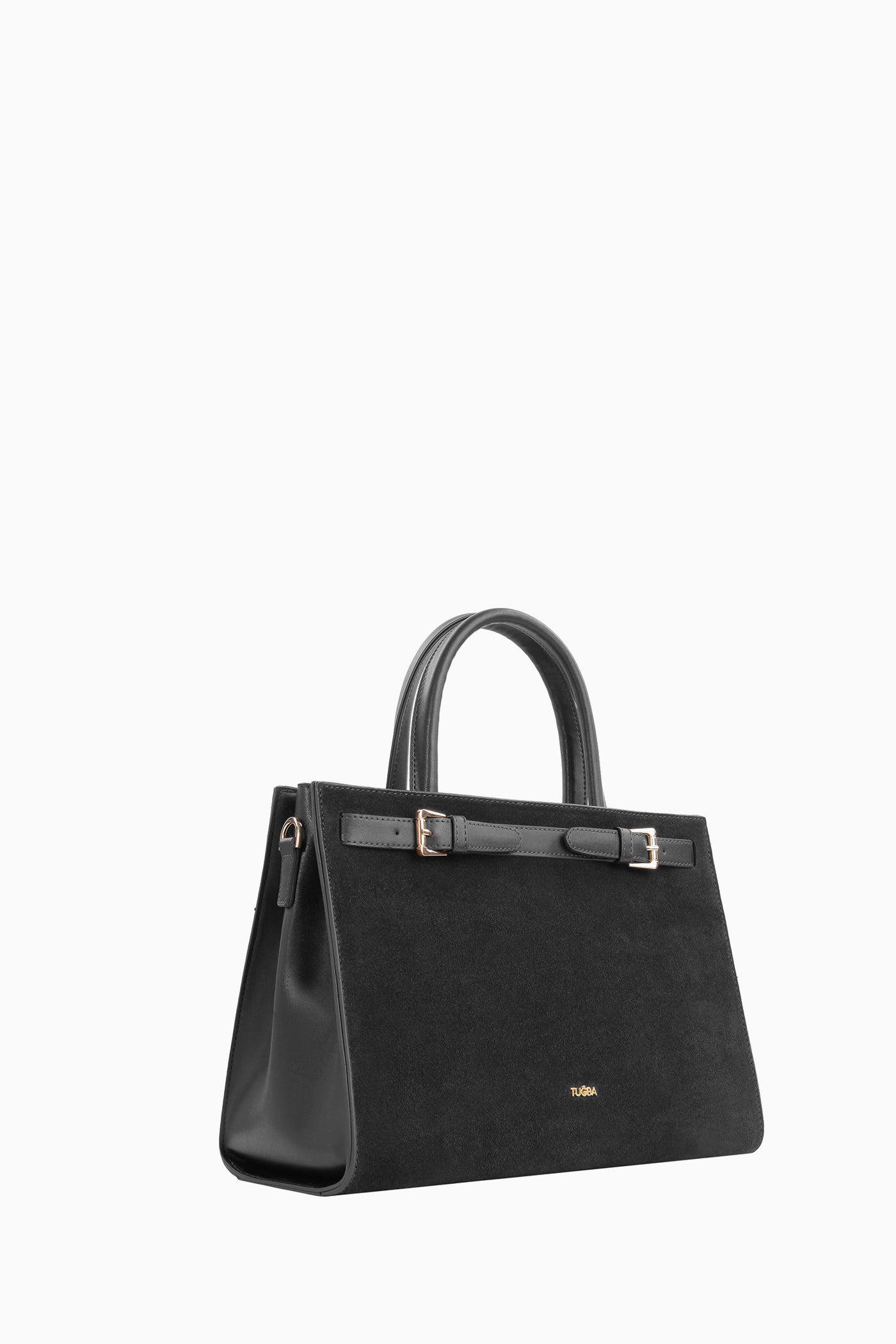Kemer Detaylı Süet Çanta - Siyah TUGBA