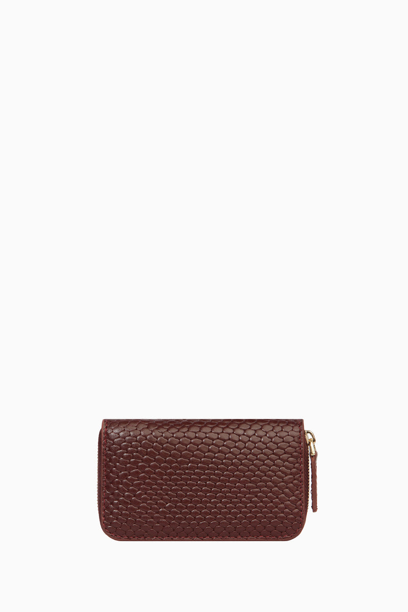 Çıtçıtlı Mini Deri Cüzdan - Bordo TUGBA