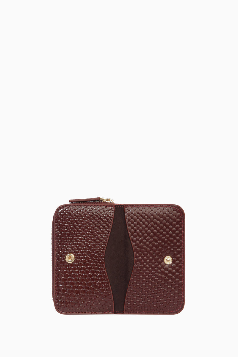 Çıtçıtlı Mini Deri Cüzdan - Bordo TUGBA