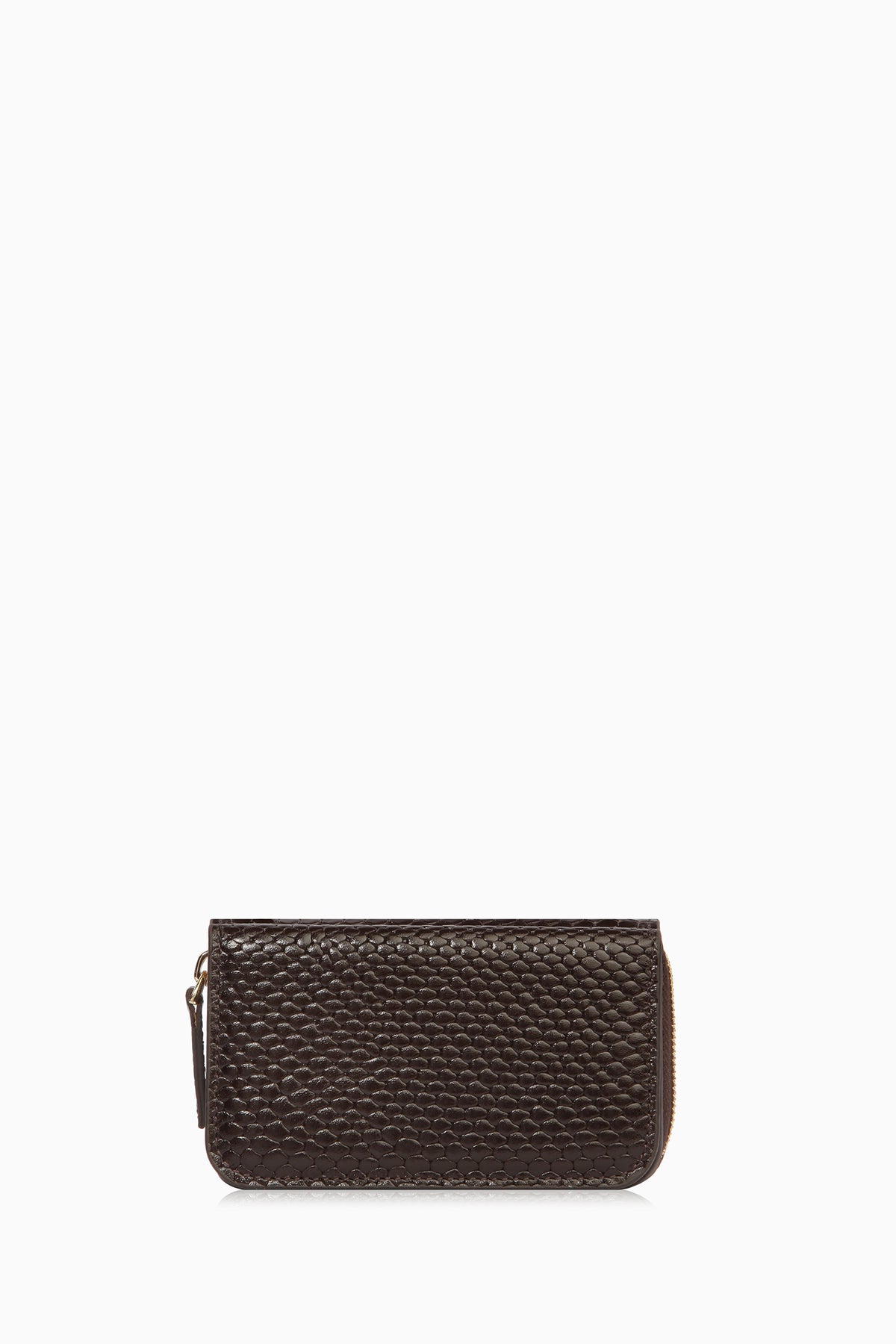 Snap-Closure Mini Leather Wallet - Dark Brown