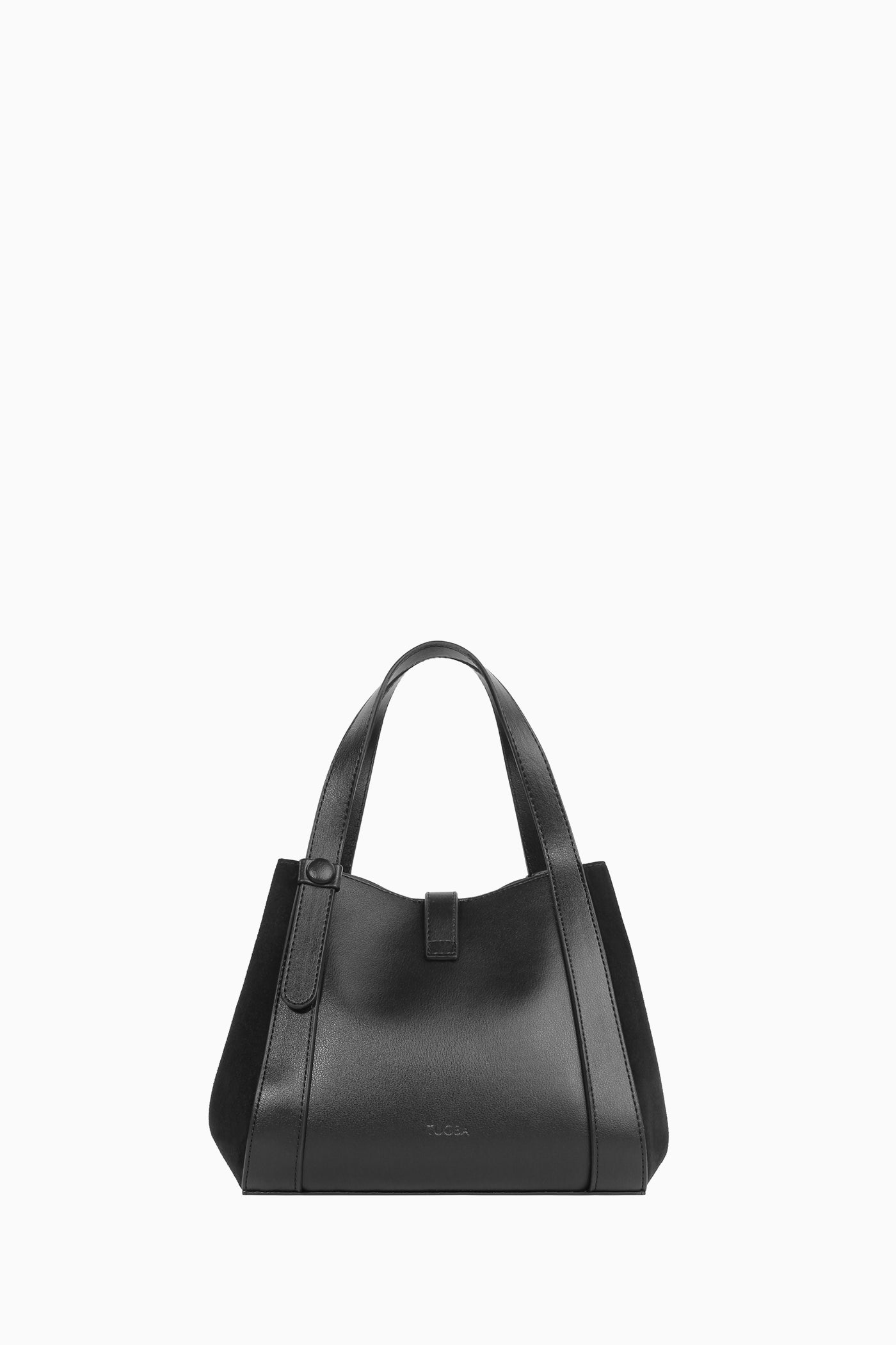 Suede Bag with Middle Leather Belt - Black – TUĞBA