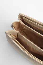 Genuine Suede Leather Crossbody Bag - Biscuit