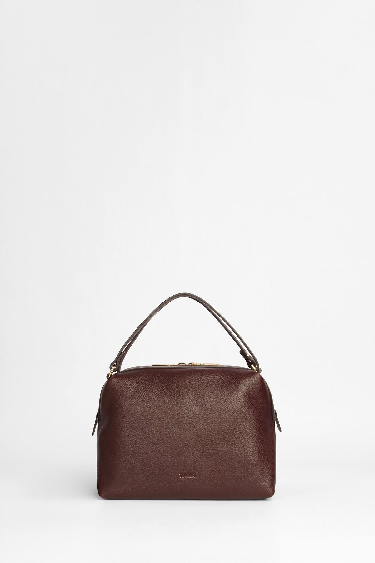 Handbag with Genuine Napa Leather Accents - Burgundy