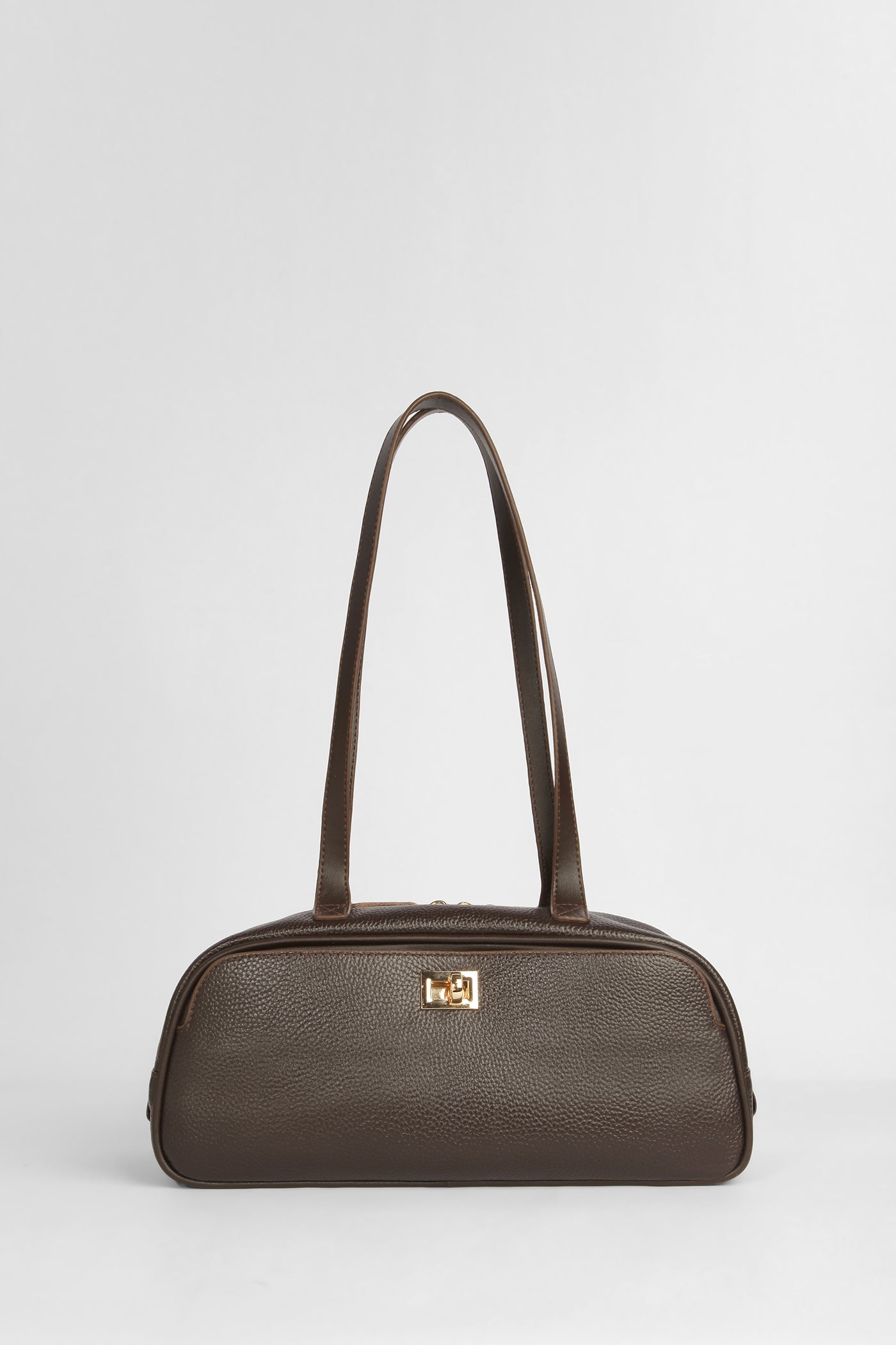 Genuine Leather Textured Shoulder Bag - Coffee – TUĞBA